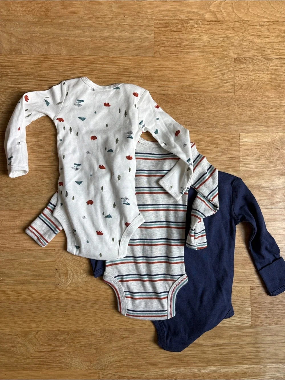 CARTER’S | Navy, White & Multi-Stripe Long-Sleeve Baby Bodysuit 3-Pack